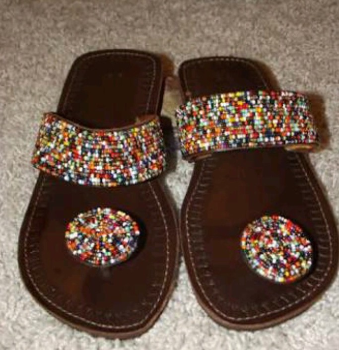 leather beaded sandals